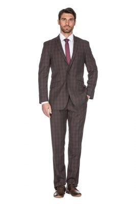Porto Filo Men’s Plum Windowpane Slim Fit Suit – Portofilo Suits