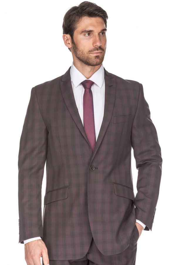 Porto Filo Men’s Plum Windowpane Slim Fit Suit – Portofilo Suits