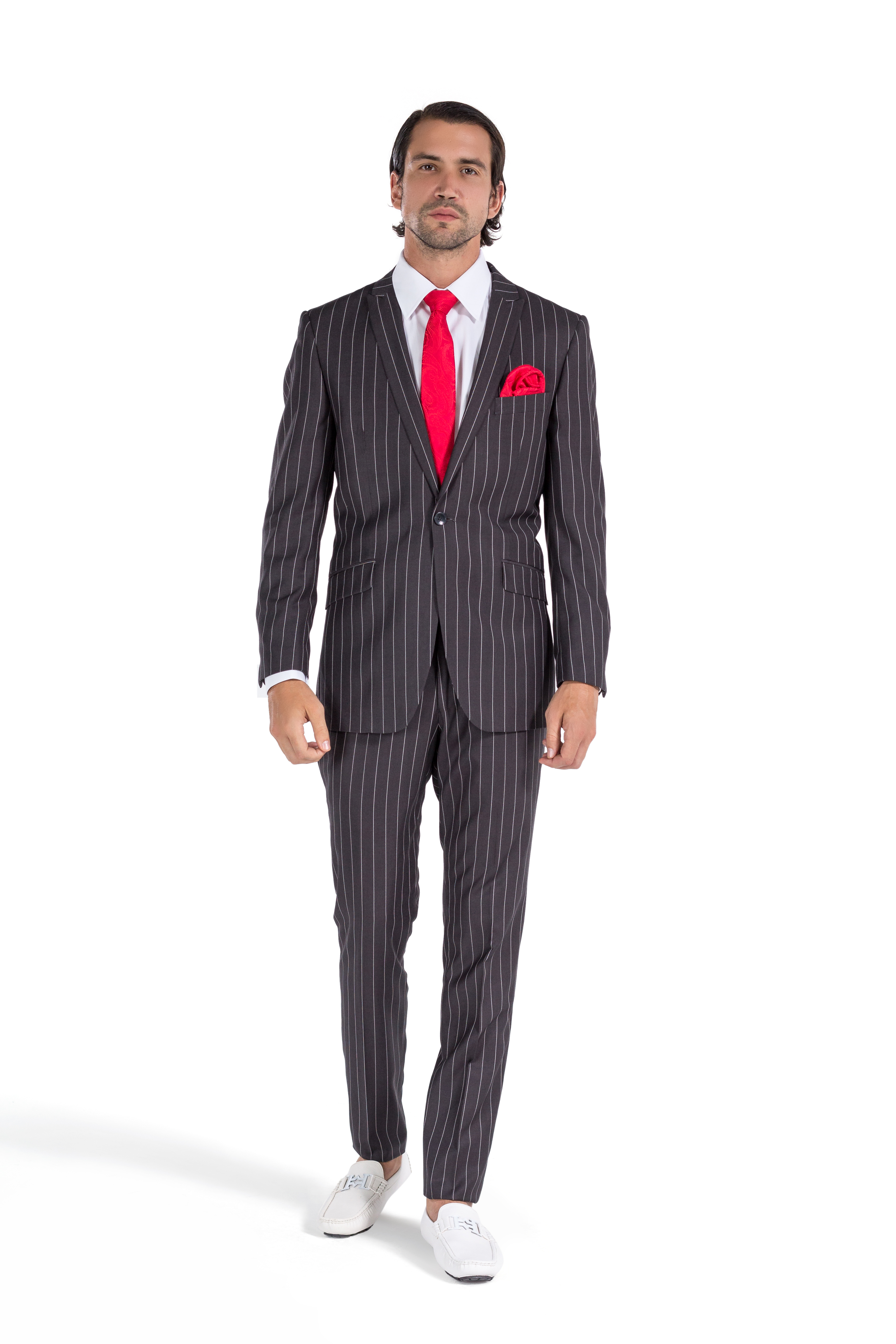 Porto Filo Men’s 2Pcs Gray with White Pin Strip Suit – Portofilo Suit