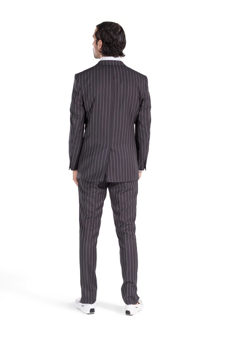 Porto Filo 2-piece Gray/White Pinstriped Men’s Slim Fit Suit ...