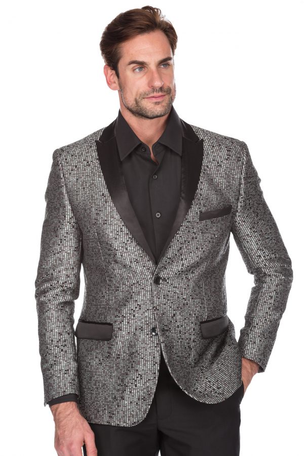 Porto Filo Men’s Black/Agua Diamond Design Blazer – Portofilo Suits