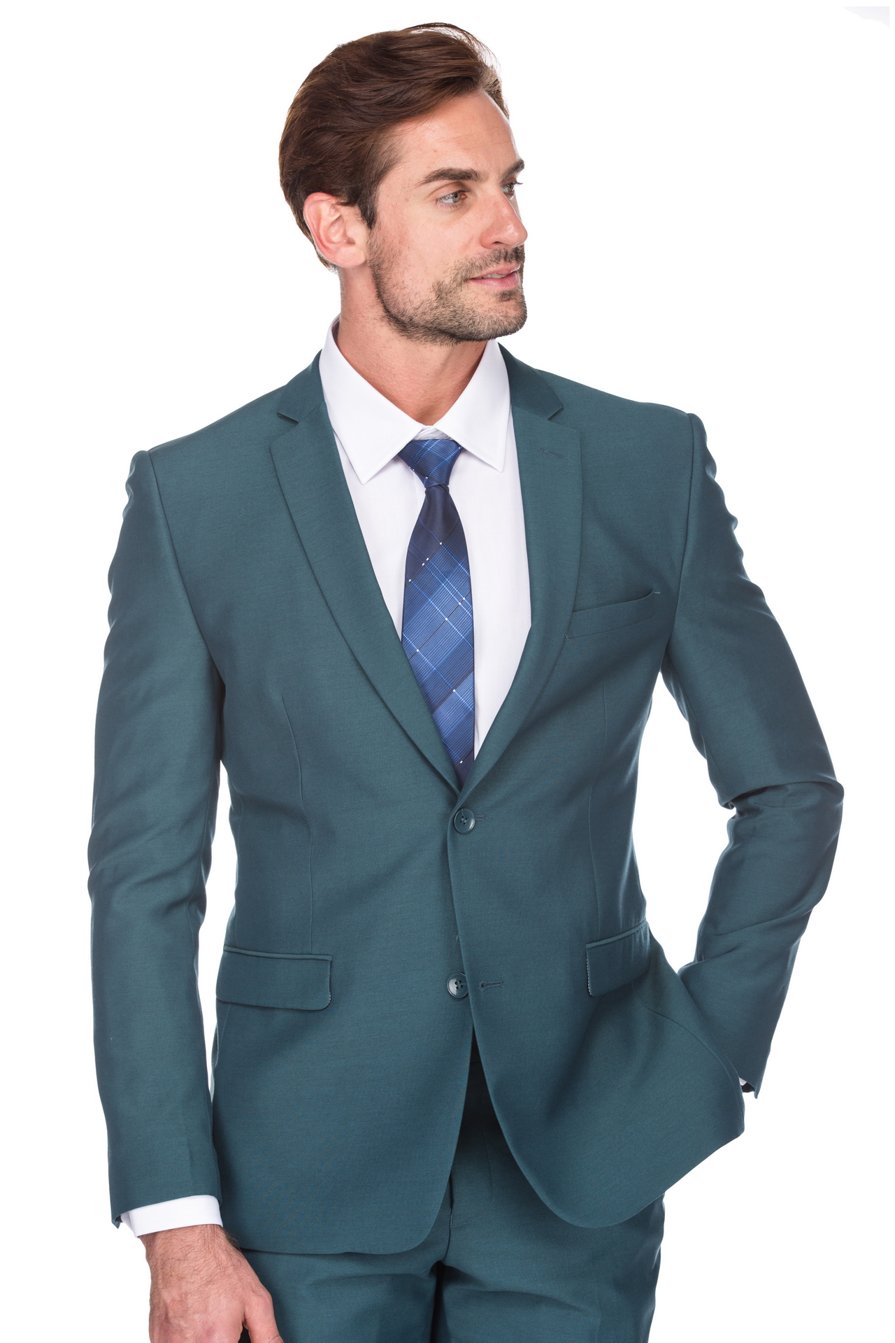 5 piece Textured Tuxedo Suit - Teal Green - P N RAO