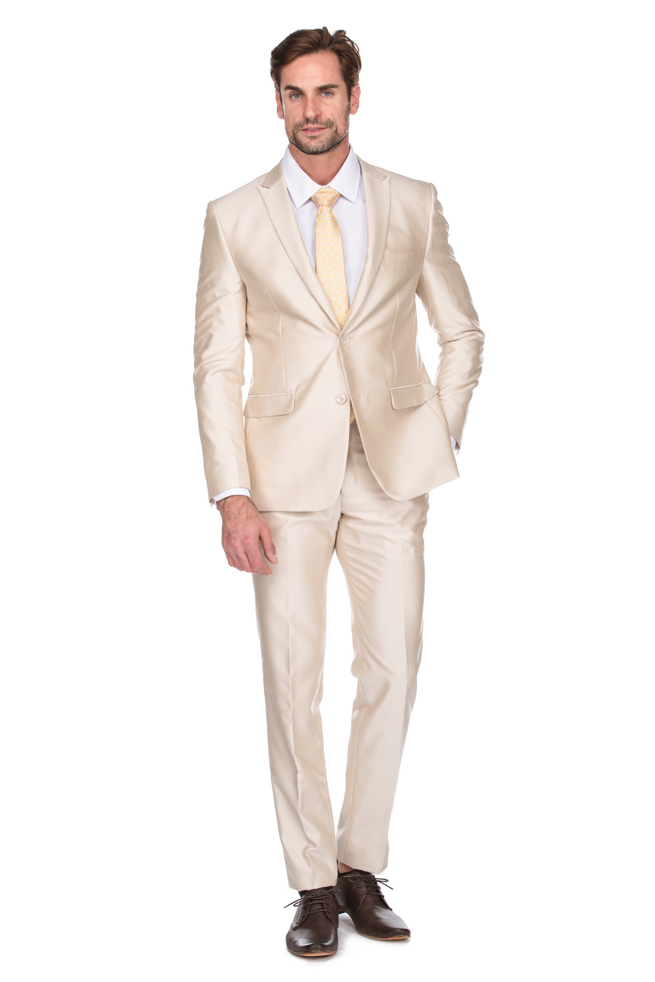 Mens Beige 3 Piece Suit Groom Wedding Slim Fit Prom Party Wear Formal Coat  Pants | eBay