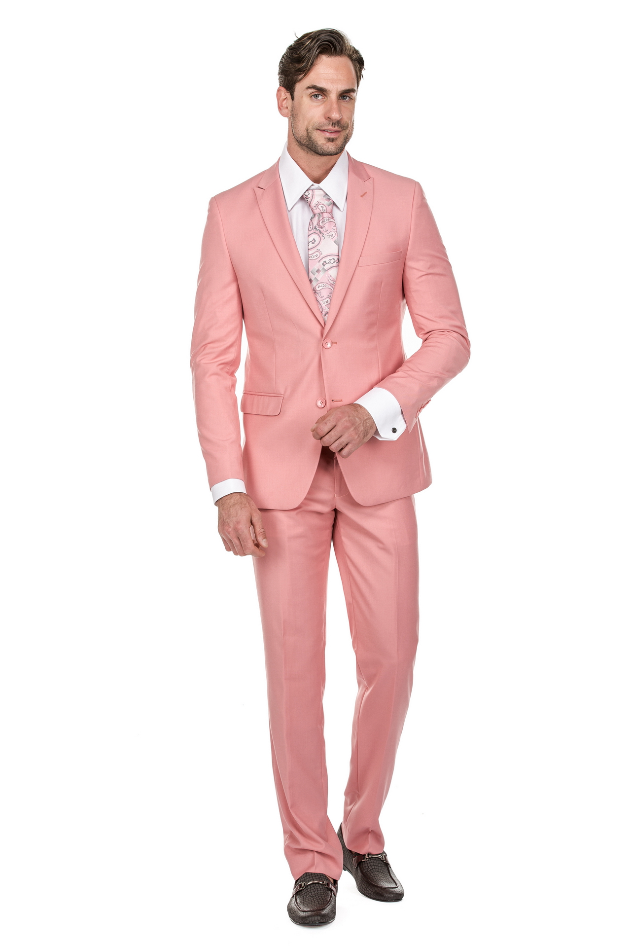 Porto Filo 2-piece Pink color Men's Slim Fit Suit