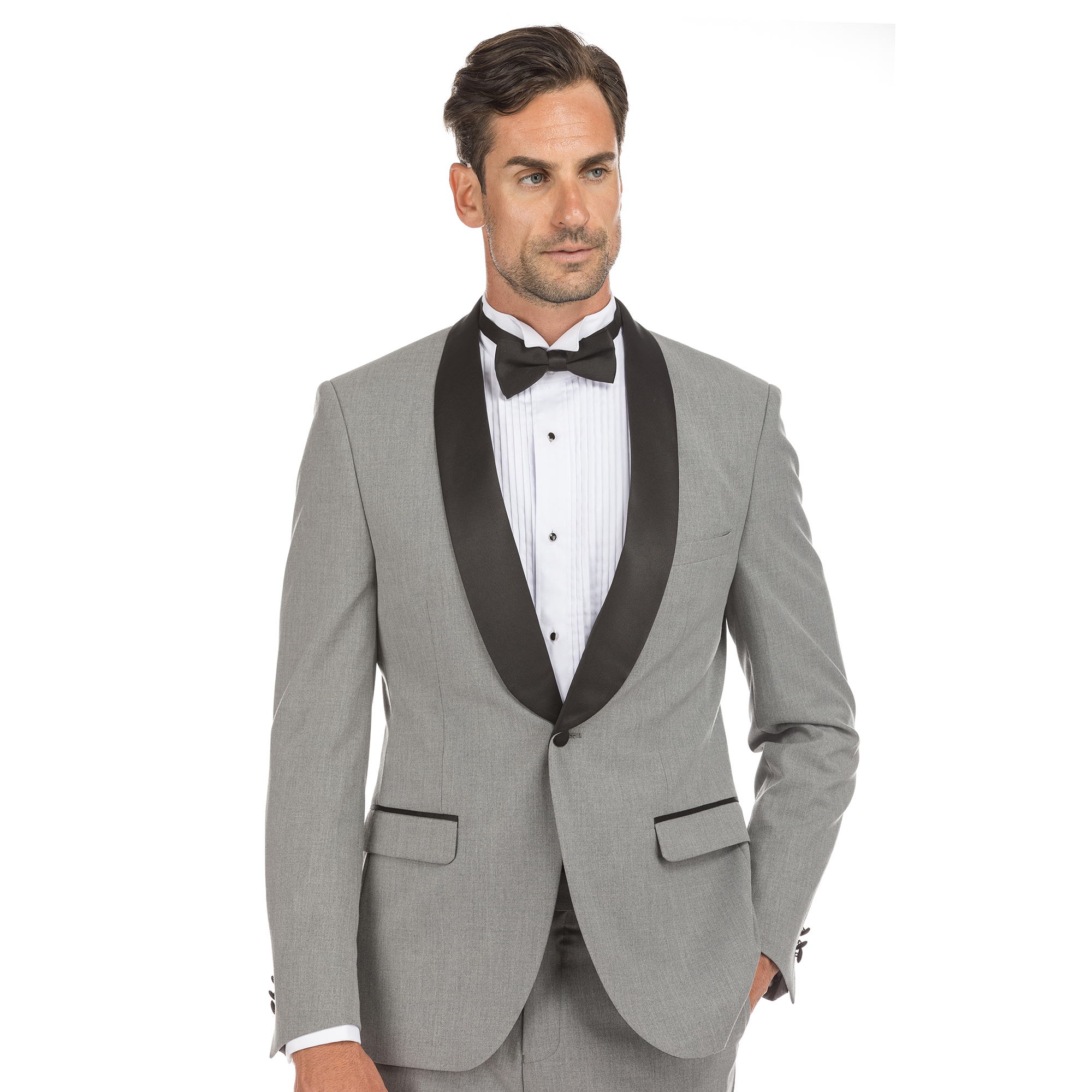 Porto Filo 2-Piece one button slim fit shawl-collar light gray tuxedo ...
