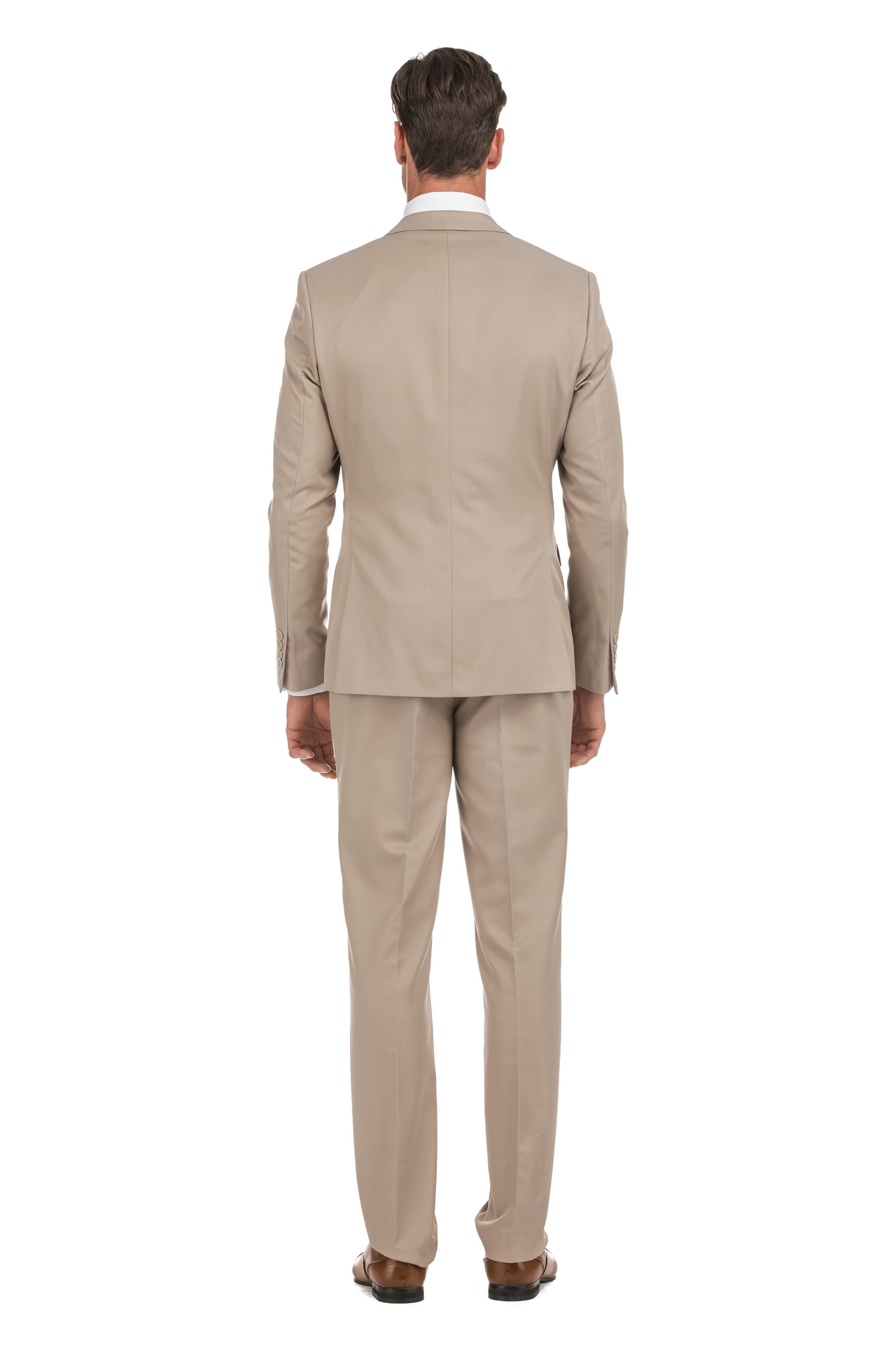 Porto Filo 3-piece Two Button Camel Beige Men's Slim Fit Suit  (jacket+pant+vest)